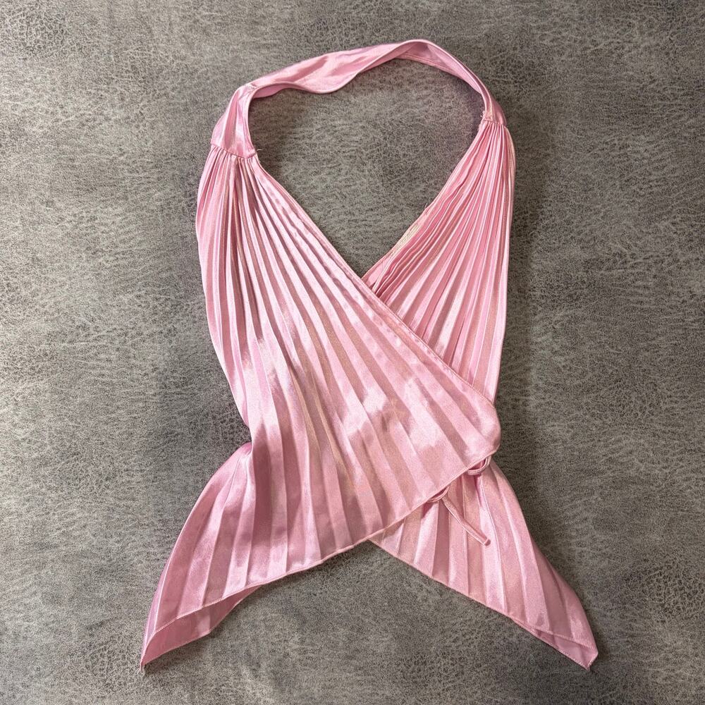 Pink Satin Pleated Versatile Top